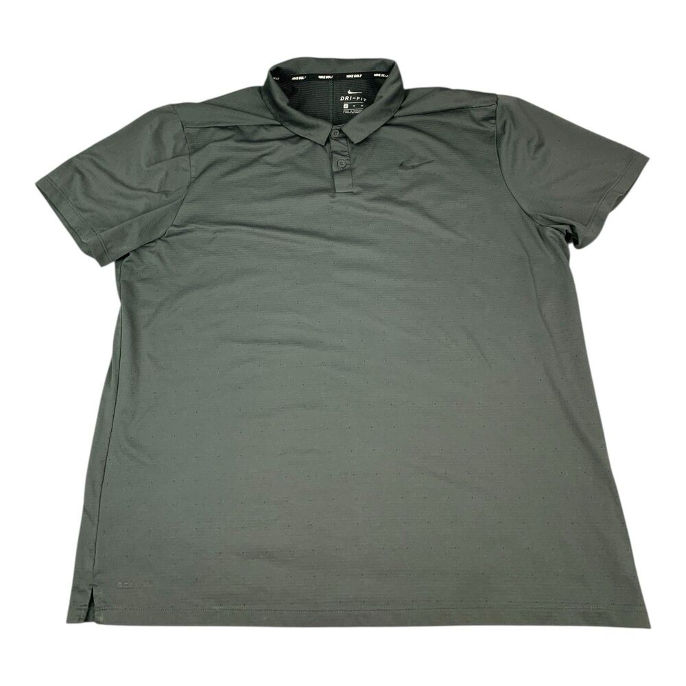 Nike Golf Dri Fit Polo Shirt, Short Sleeves, Gray Polka Dot, Men's Size XL